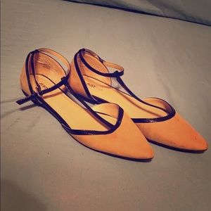 FLASH SALEBeige & Black T-strap pointed Flats👡🖤